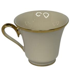 Lenox Eternal Dimension Collection Teacup Ivory Gold Trim Fine China Made in USA
